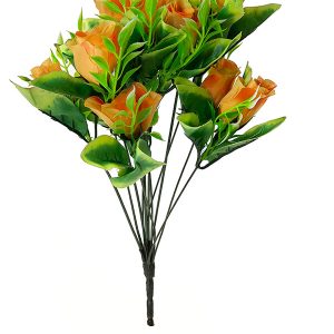 Kwiat Sztuczny - Bukiet 12 Różyczek   0704A-1 Pomarańczowy (38cm)