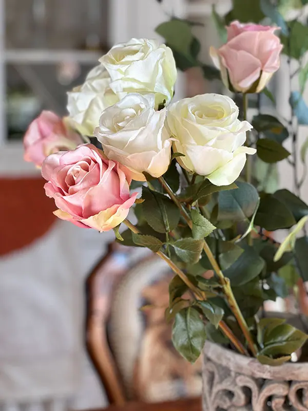 Róża sztuczna „jak żywa” A984A Pastelowy róż II 60 cm