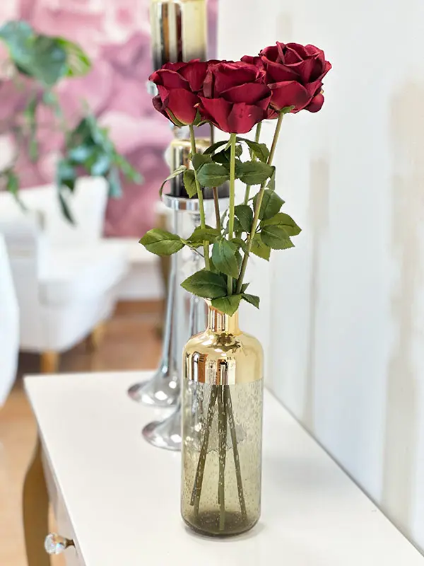 Róża sztuczna „jak żywa” A984A Ciemna czerwień 60 cm